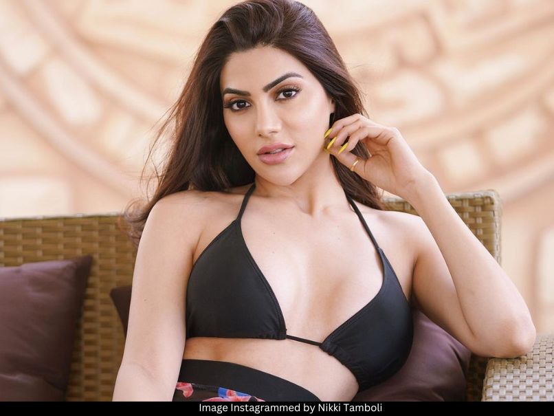 Nikki Tamboli in black bikini