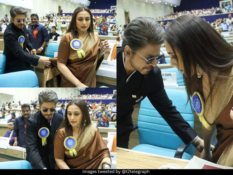 Shah Rukh Khan Holds Rani Mukerji’s Saree Pallu At 71st National Film ...