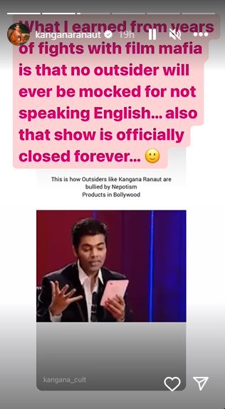 Kangana Ranaut Instagram Story