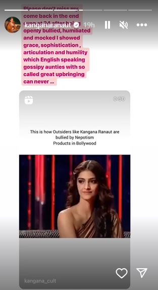 Kangana Ranaut IG Story