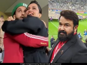 Deepika, Ranveer and Mohanlal 