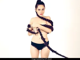 Urfi Javed in a long braid