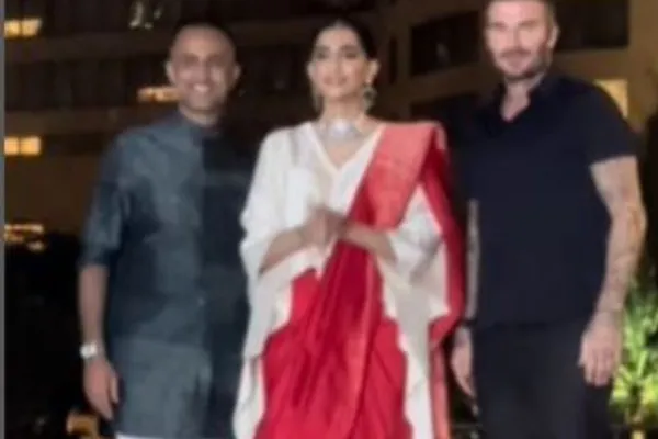 Anand Ahuja, Sonam Kapoor and David Beckham 