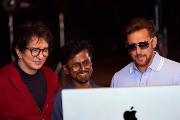 Salman Khan, Sajid Nadiadwala and AR Murugadoss 